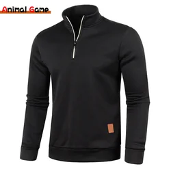 Spring Men's Thicker Sweatshirts Half Zipper Pullover for Male Hoody Man Sweatshir Autumn Solid Color Turtleneck Sweaters