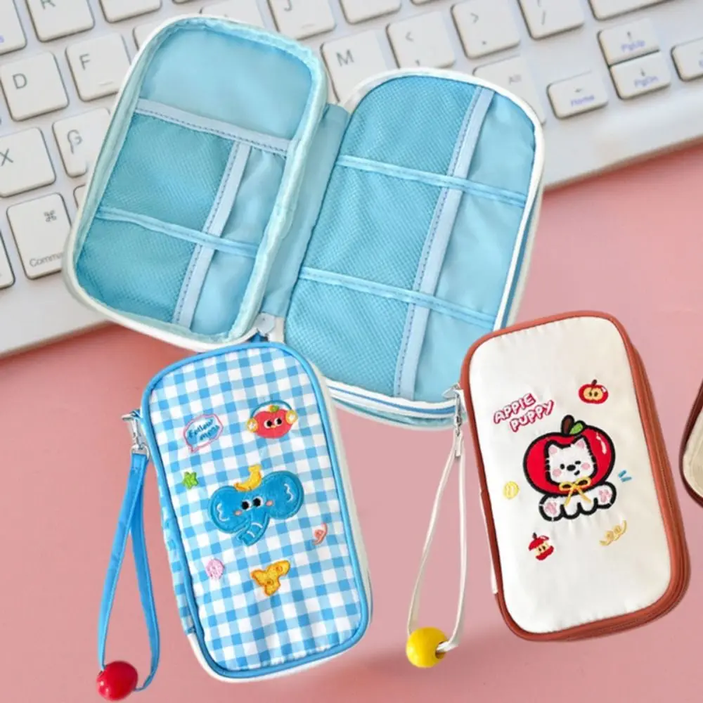 

Portable Polyester Fiber Cute Document Bag Large Capacity with Handle Passport Holder Waterproof Sundry Storage Bag Travel