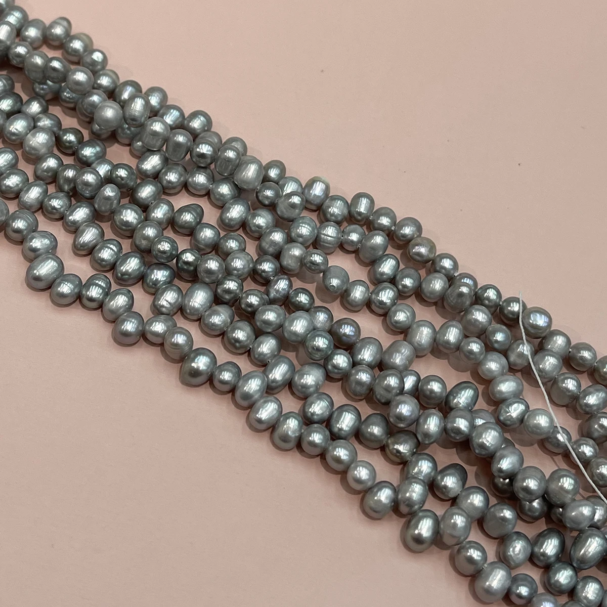 Natürliche Süßwasserperlen mit drei bis sieben Löchern, graue Perlen für die Schmuckherstellung, DIY-Halsketten, Armbänder, Ohrringe, handgefertigte Accessoires – Detail 4