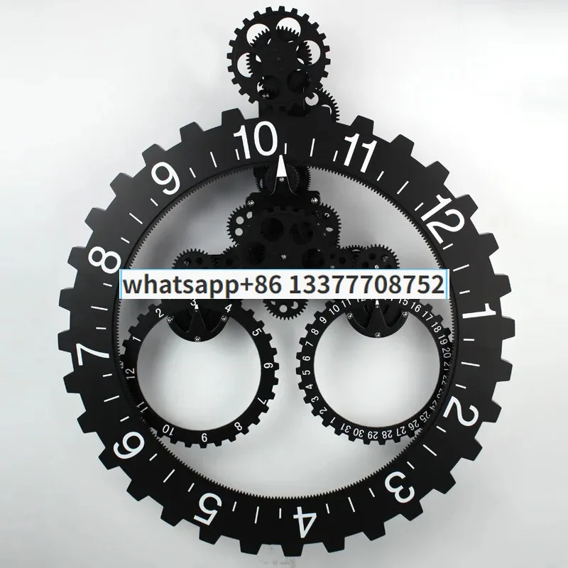 Creative Hollow Triangle Large Hanging Gear Clock Home Simple European Mechanical Third Gear Pendulum Clock