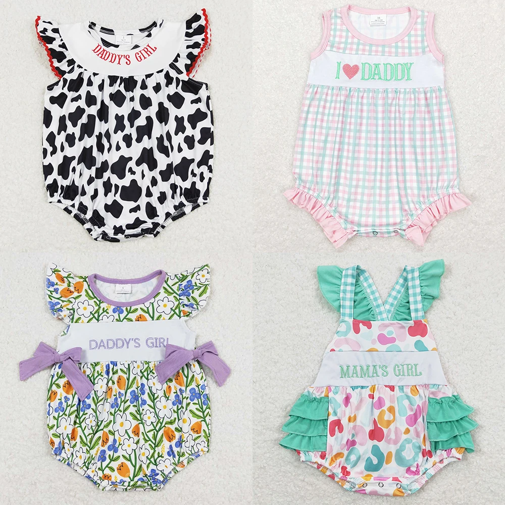 Boutique Infant Baby Girls Rompers Daddy`s Girl Short Sleeve Romper Fashion Kids Clothes Girls Bubbles Baby Romper Wholesale Hot