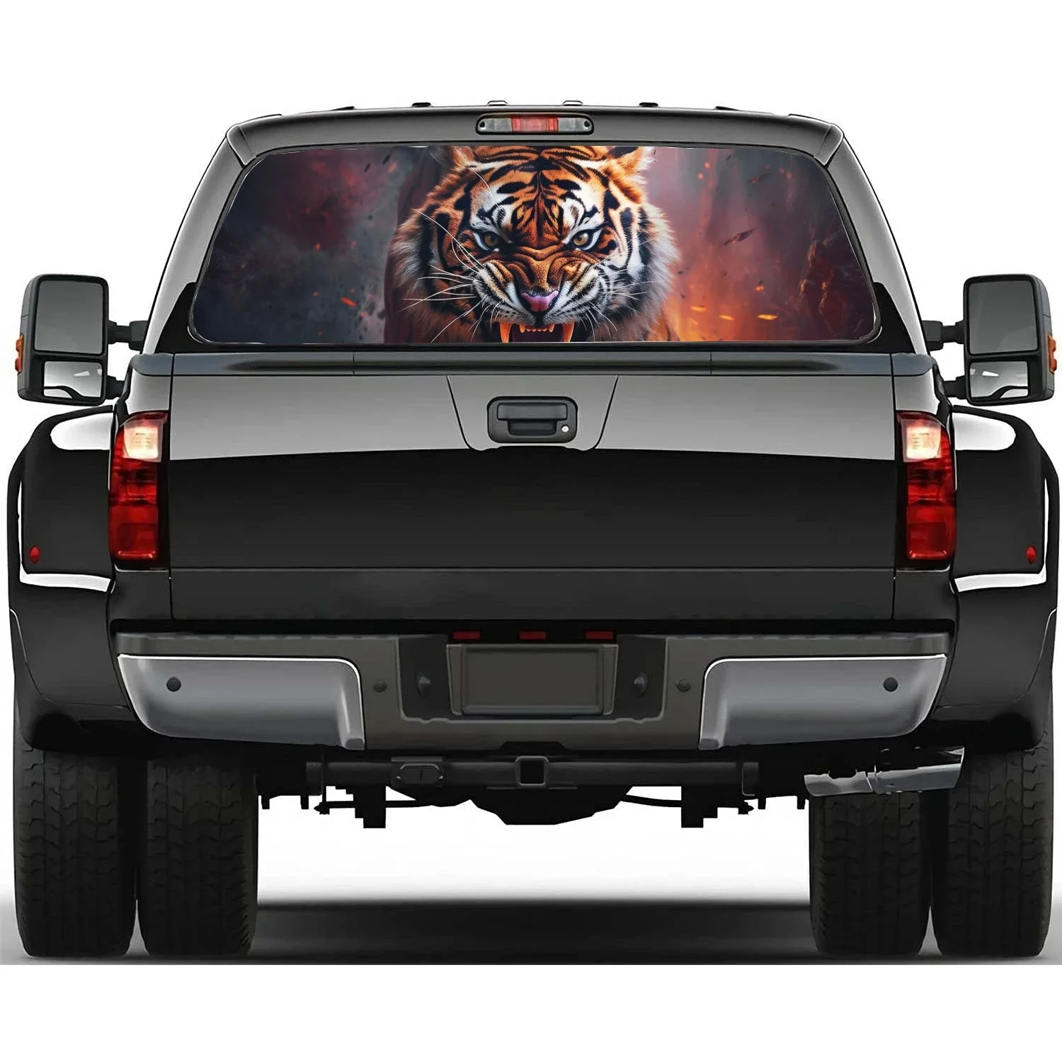 Fantastic Tiger Car Rear Window Decal Fit Pickup,Truck,Car Universal See Through Perforated Back Windows Vinyl Sticker