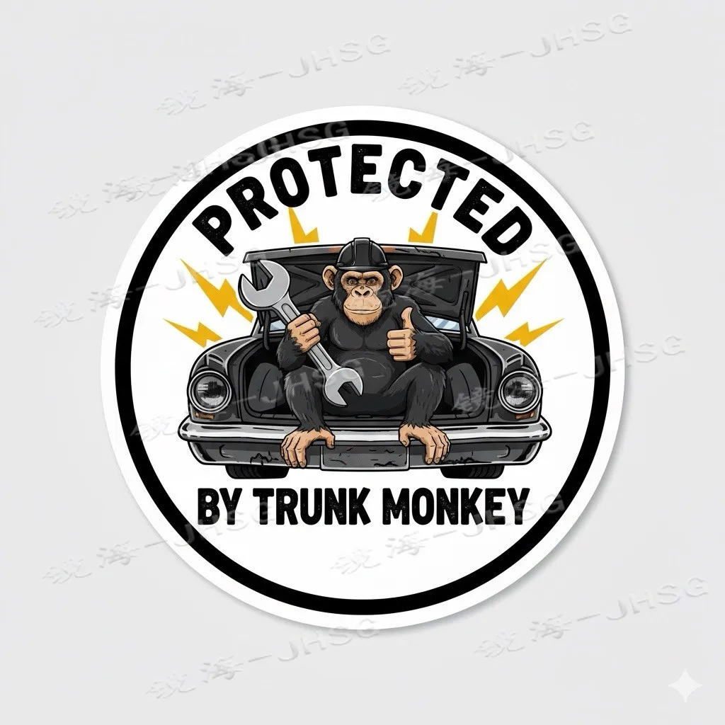 

Funny Protected By Trunk Monkey Stickers Are Suitable for Cars, Turnstiles, and Laptops-