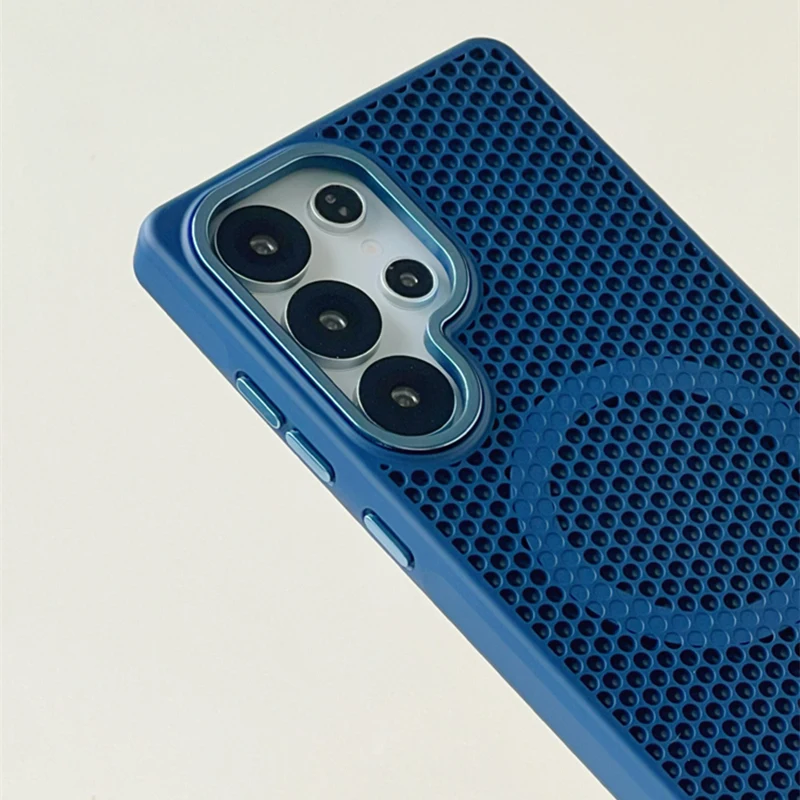 العسل شبكة شبكة التبريد Magsafe قضية الهاتف لسامسونج غالاكسي S25 S25 الترا S24 S23 متجمد اللاسلكية شحن غطاء الكمبيوتر الصلب