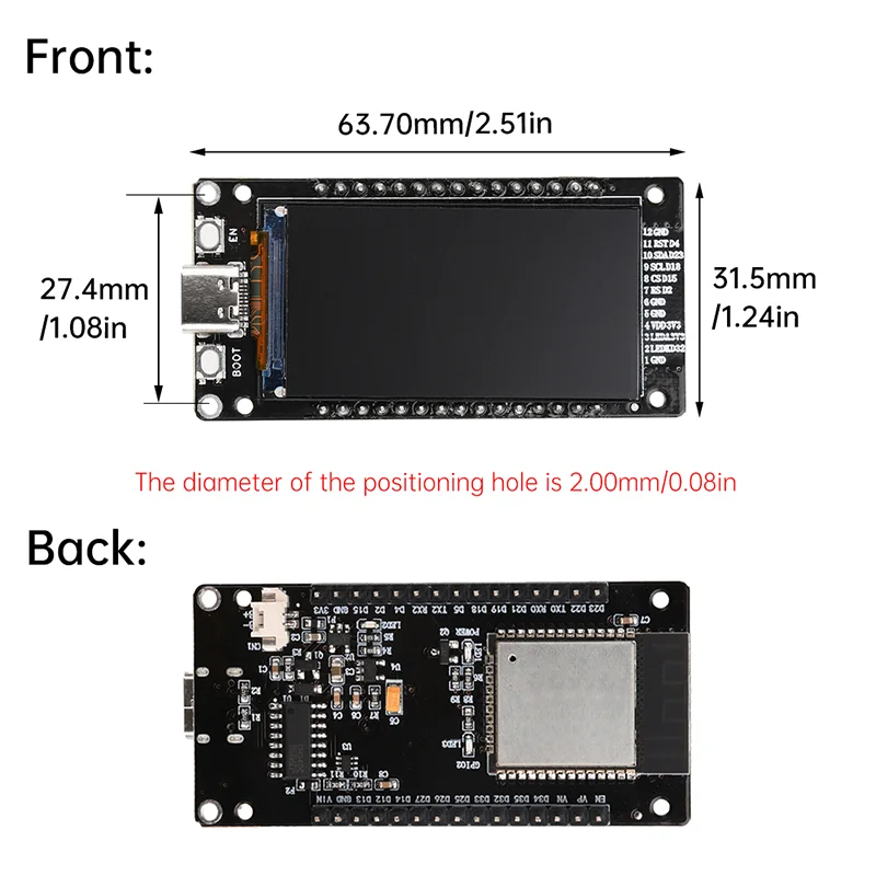 ESP32-WROOM-32 ESP32 bảng phát triển màn hình LCD 1.9 inch 1.4 inch mô-đun Bluetooth Wifi CH340 Type-C cho Arduino micropython