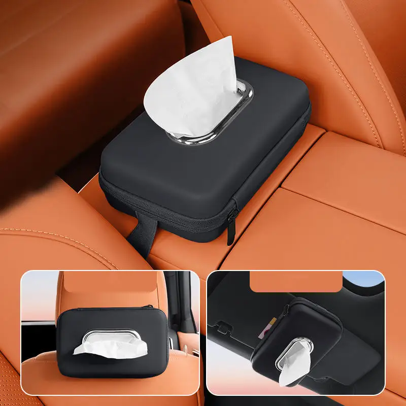 Op de auto gemonteerde tissuebox Ladebox Creatieve auto-armsteundoos Rugleuning Hangende multifunctionele zonneklep Vierkleurige tissuetas