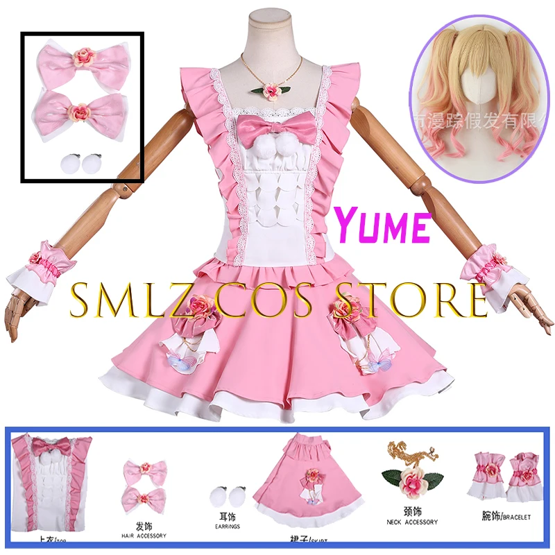 

S4 Nijino Yume Cosplay Anime idol Costume Women Cute Pink Dress Accessories Prop Wig Set Party Play Yume Skirt Outfit