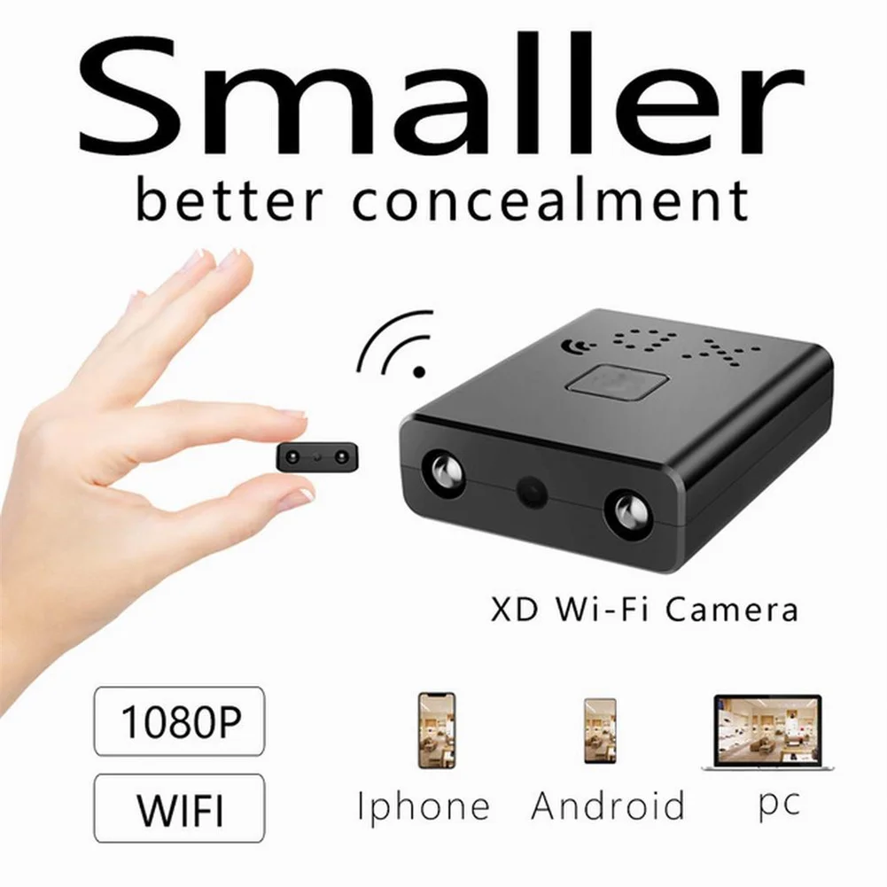 BKW1 Camera Smallest Cam Mini WiFi 1080P IR-Cutting Camera Night Motion Detection For Home Office Security Surveillance