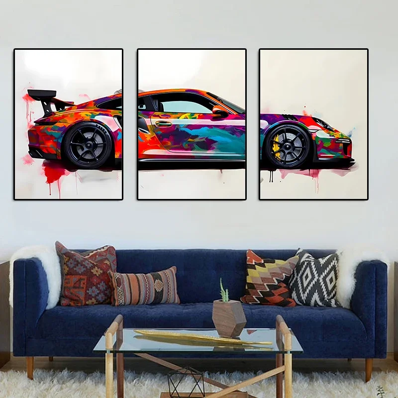 

3Pcs Supercar Posters Watercolor Cars Print Famous Cars Canvas Painting Wall Art Print Picture Living Room Home Decor Boy Gift
