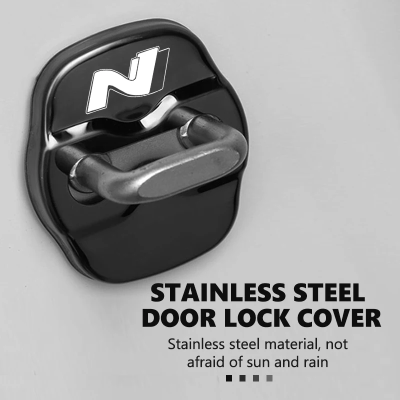 4pcs Car Door Lock Cover Stainless Steel Protection Accessories For Hyundai N LINE i30 i20 Sonata Accent Tucson Elantra Azera