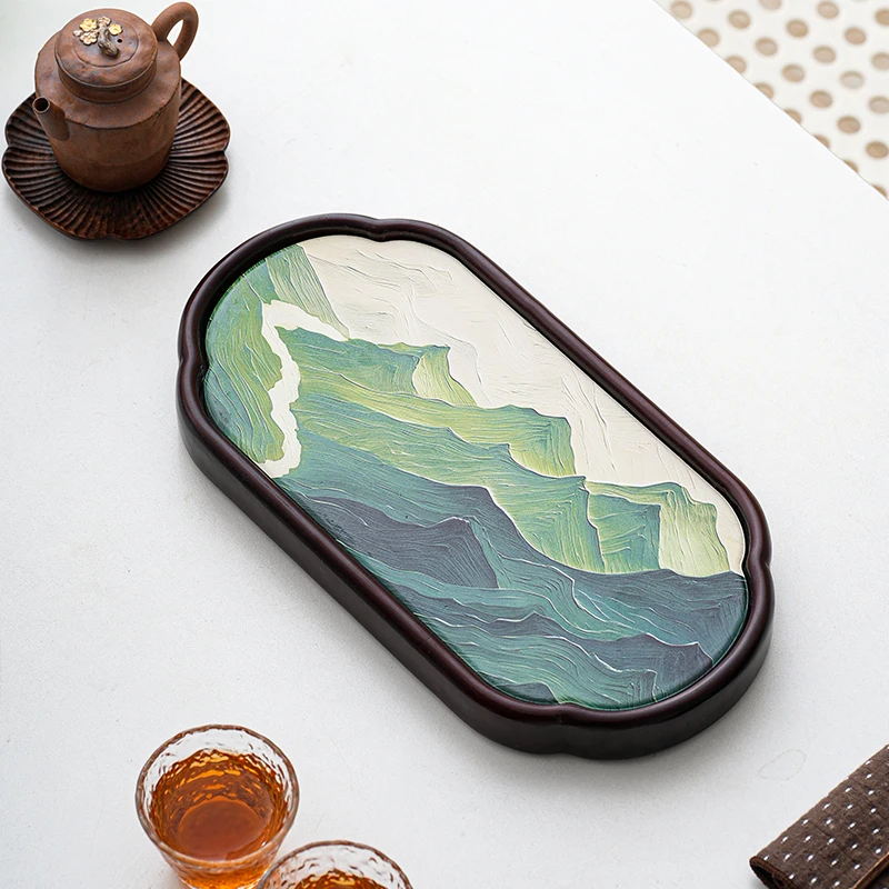 Chinese Style Water Absorbing Dry Foam Tray Quick Drying and Trendy Kung Fu Tea Set Accessories Tea Tray Living Room Decoration
