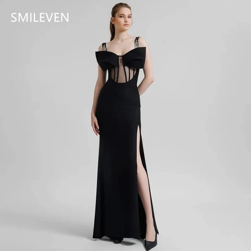 

Smileven Stunning Mermaid Shiny Black Modest Prom Dress Sleeveless Evening Gowns Formal Party Dress Gift Customized 2025
