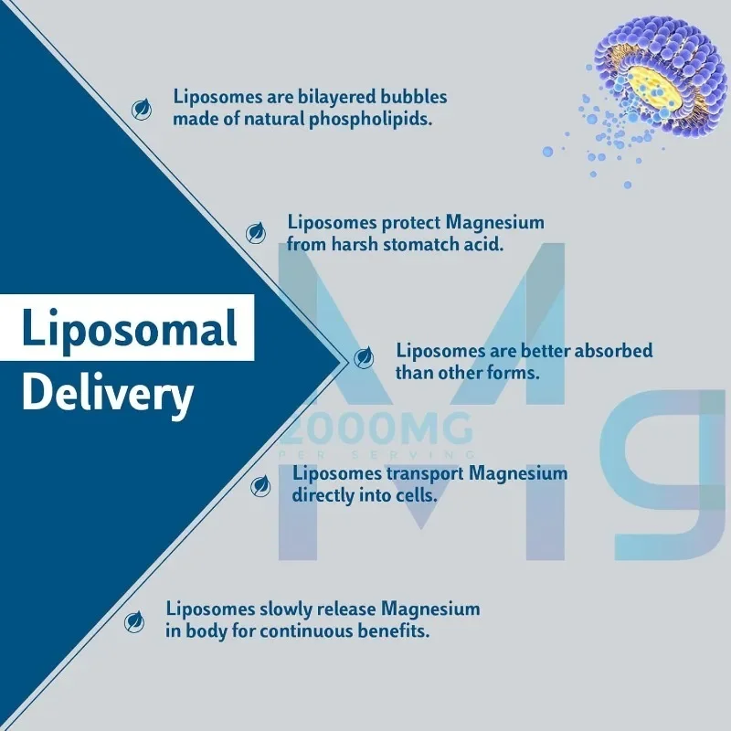 Liposome Magnesium Soft Capsules 2000mg - Magnesium Supplement Containing Vitamin D3 and K2- Bone Health -60 Capsules