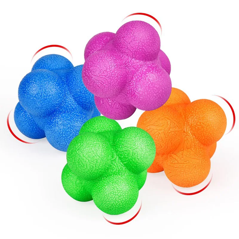 6PCS Sports Reaction Ball Agility Speed Reflex Training Rubber Bounce Improve Hand Eye Coordination Sensory Integration Toys