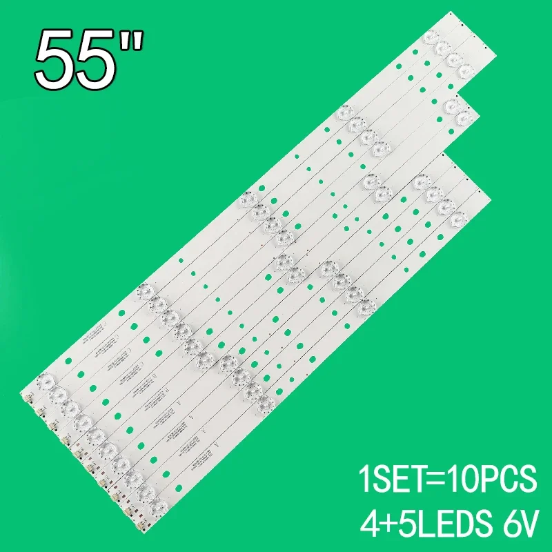 10pcs LED backlight strip for AKAI AKTV551 AKTV5512TS JS-D-JP5520-A41EC B51EC C51EC (60416) MS-L0956-L M R YS_LE469119