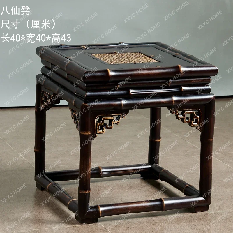 Eight immortals living room balcony tea table and chair combination matching Ming-style advanced retro square bamboo stool