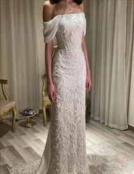 Exquisite Off-the-shoulder A-line Prom Dresses Floor Length Applique Formal Ocassion Gown High Quality Satin robes bal de promo
