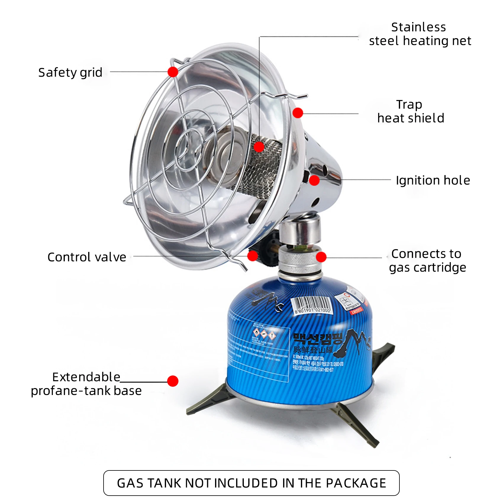 Tomshoo في الهواء الطلق سخان الغاز المحمولة الفولاذ المقاوم للصدأ خيمة دفئا لشتاء الدفء الظهر نزهة المشي لمسافات طويلة السفر شواء #2