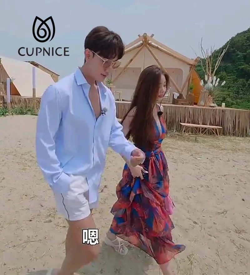 CUPNCIE New Song Zhiya Single Is Hell Same Style Cascading Ruffles Dress Sleeveless V Neck Bodycon Summer Korean Fashion Dresses