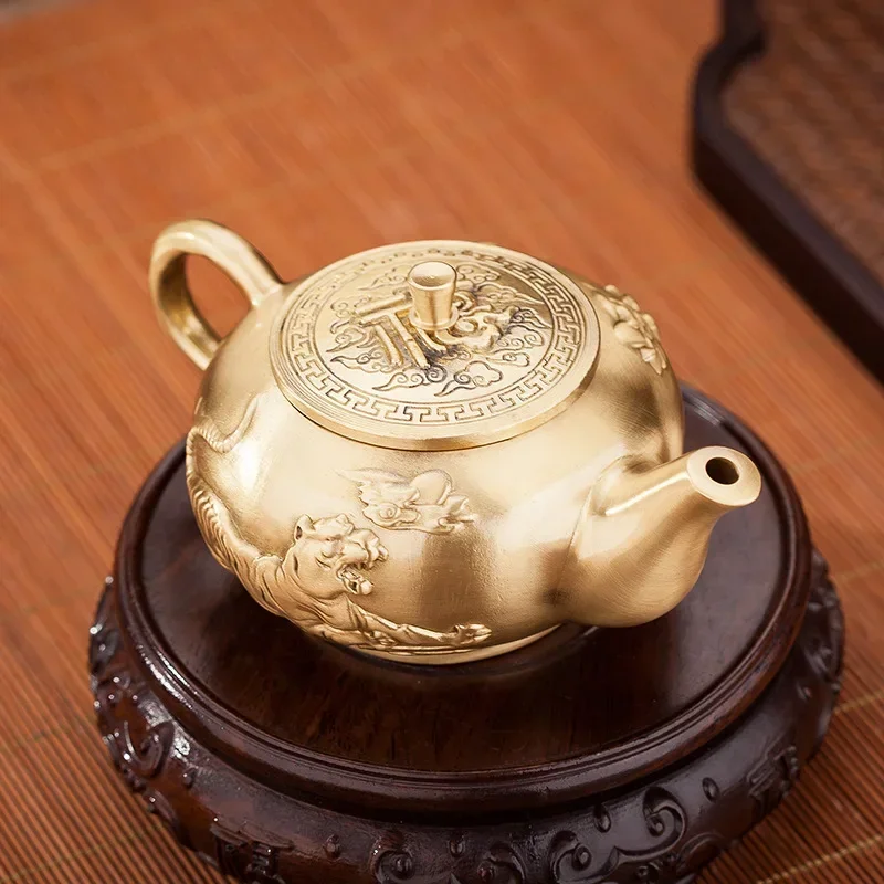 Brass Teapot  Tiger and  Lifestyle Tea Set  Home Decoration Chhai