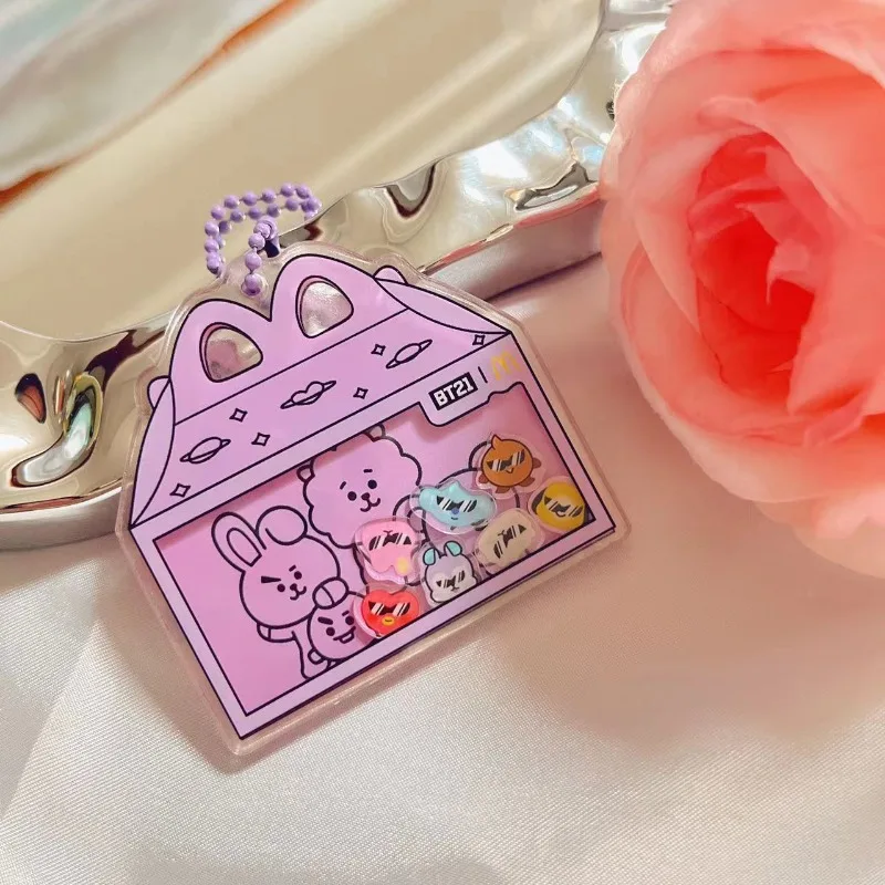BT21 Niedliches Kreatives Cartoon-Muster Shake-Spielzeug, Stilvoller, Vielseitiger, Tragbarer Dekorations-Acryl-Schlüsselanhänger Geschenk