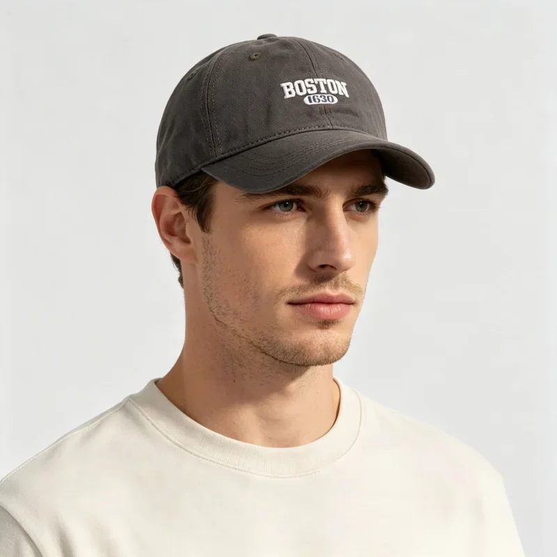 Boston 1630 Embroidered Baseball Cap for Men Women Casual Cotton Adjustable Dad Hat Outdoor Sports Sun Hat