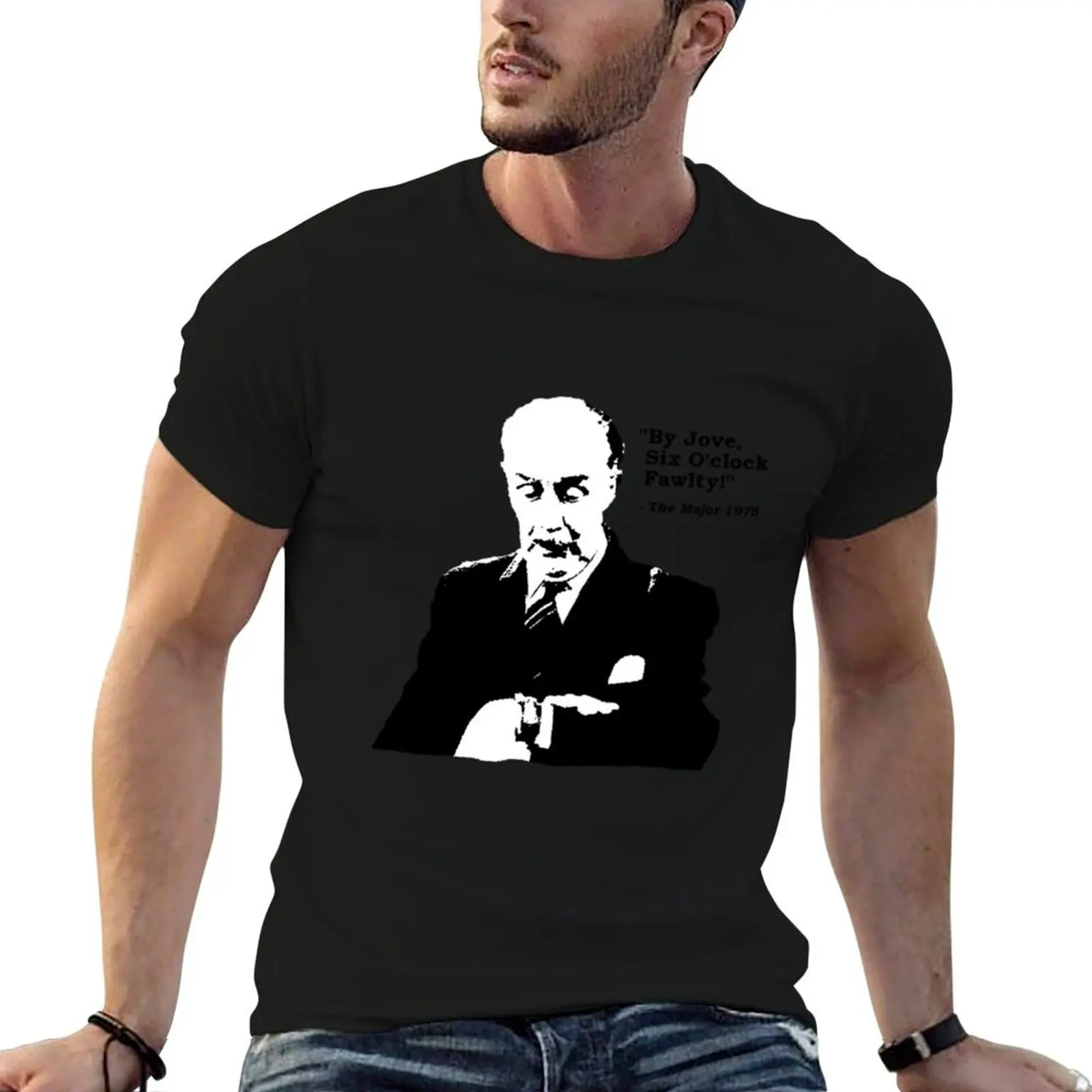 Fawlty Towers _quot_By Jove, Six O_clock Fawlty!_quot_ T-Shirt Work Wear Simple Tee Shirt