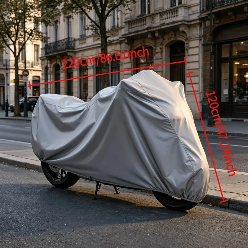 1pc High Quality 220×120cm Large Motorcycle Cover, All Season Thick Tear Resistant Elastic Dustproof Cover for Motorcycle & Bike