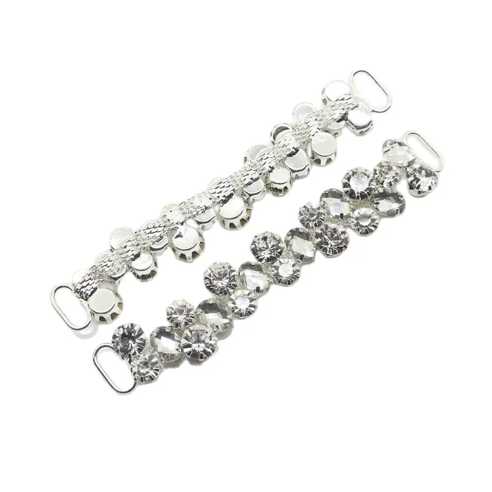 factory Outlet 2pcs 170mm* 20mm clear Crystal Rhinestone Bikini connector buckle reinforcement flat chain Metal chain Decorative