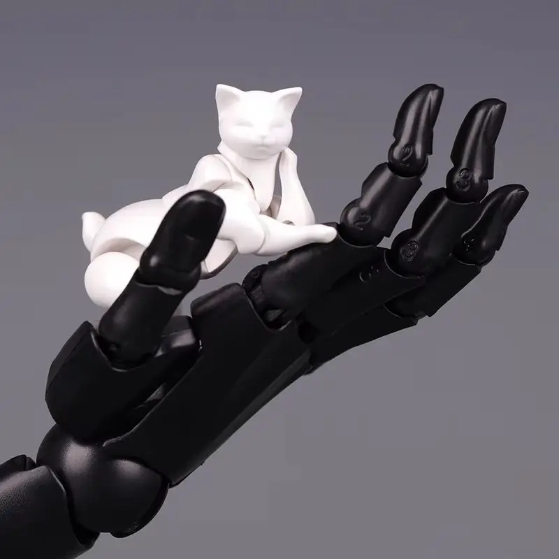 Black-and-white cat model hand pet Articulated Action Figure Anime Character Base Model Movable Joints Reference Tool Toy Gift