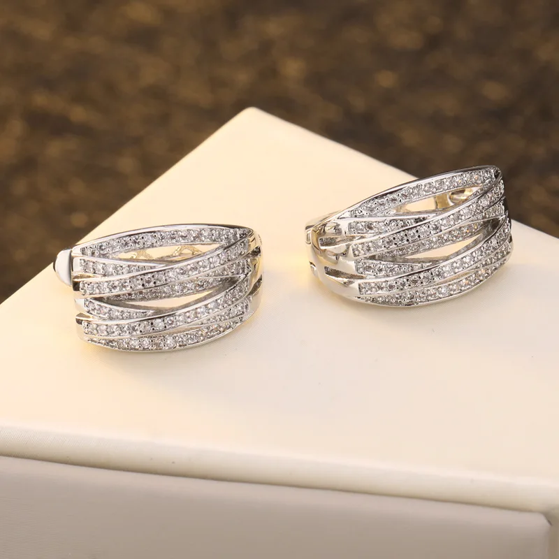 S925 Sterling Silver Stud Earrings New Multi Layer Retro Style Earrings Inlaid With Zircon Personalized Trendy Jewelry For Women