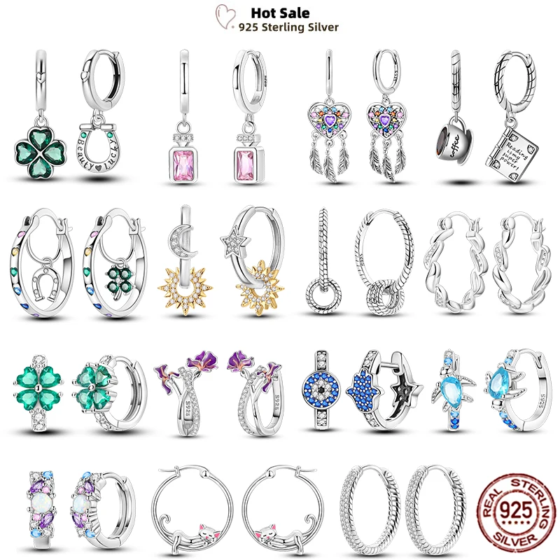 Orecchini con pendente cuori zirconi a forma di cuore rosa in argento rose Amor