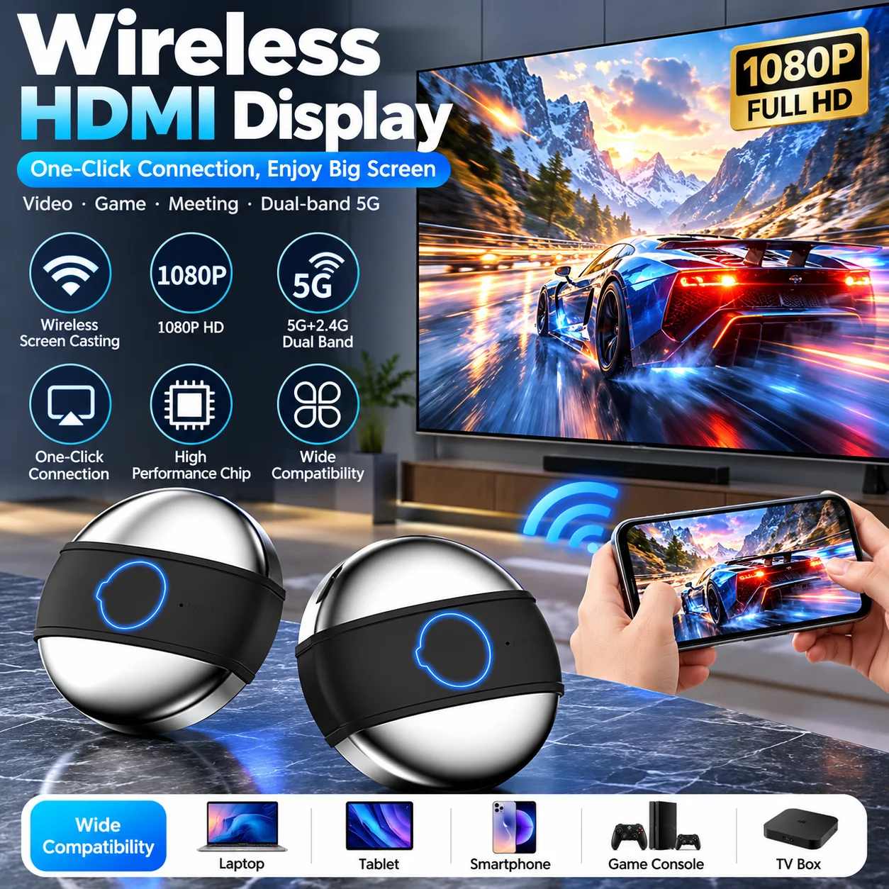 Wireless Hdmi Display Dongle Casting - Wireless HDMI Display Dongle, 5G+2.4G Dual