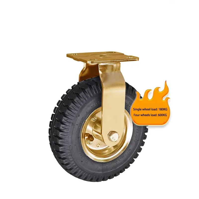 1pc 8Inch Electrophoresis Inflatable Rubber Caster Wheel for Luggage Cart Fixed Air Hotel Lobby Furniture Factory Direct Selling