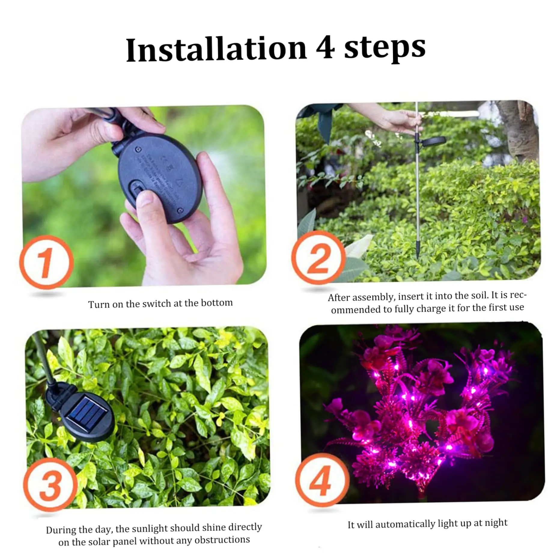 Outdoor Solar Garden Lights Decorative Solar Powered Phalaenopsis Flower Lights Waterproof Solar Garden Decorations Gifts