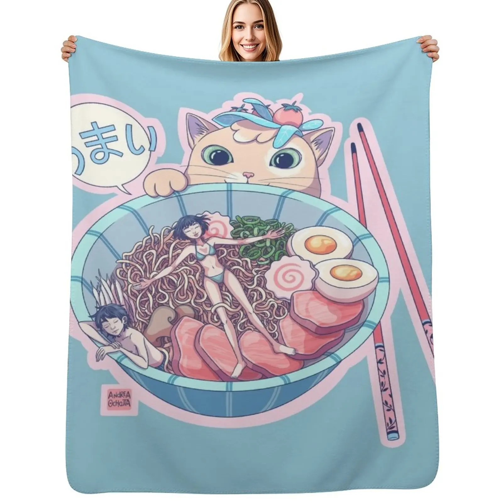 

Ramen time! Throw Blanket Tourist Custom Summer Luxury Brand Blankets