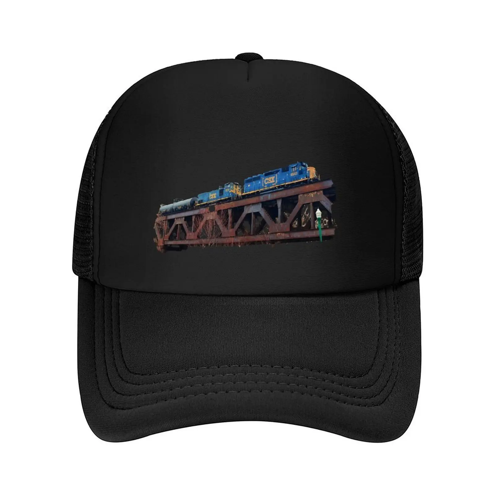 

CSX #6542 & #1234 on a bridge (black) Baseball Cap Trucker Cap Sports Cap luxury caps Golf Men Hats Women's