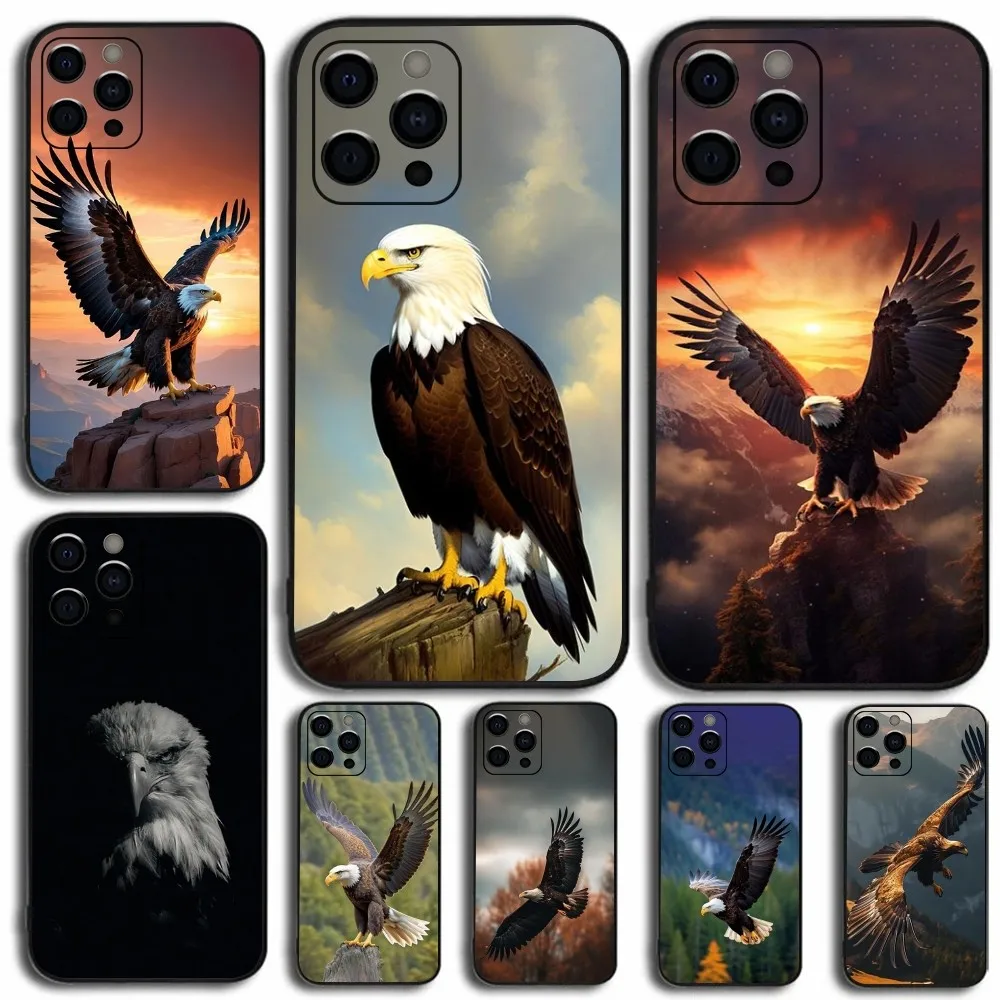 Eagle Phone Case For Apple iPhone 15,14,13,12,11,Pro,X,XS,Max,XR,Plus,Mini Soft Black Cover