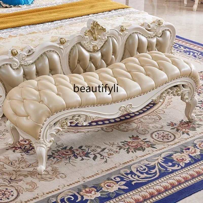 

A16 European-style bedside stool, American-style sofa bench, solid wood bedroom leisure, bedside pedal