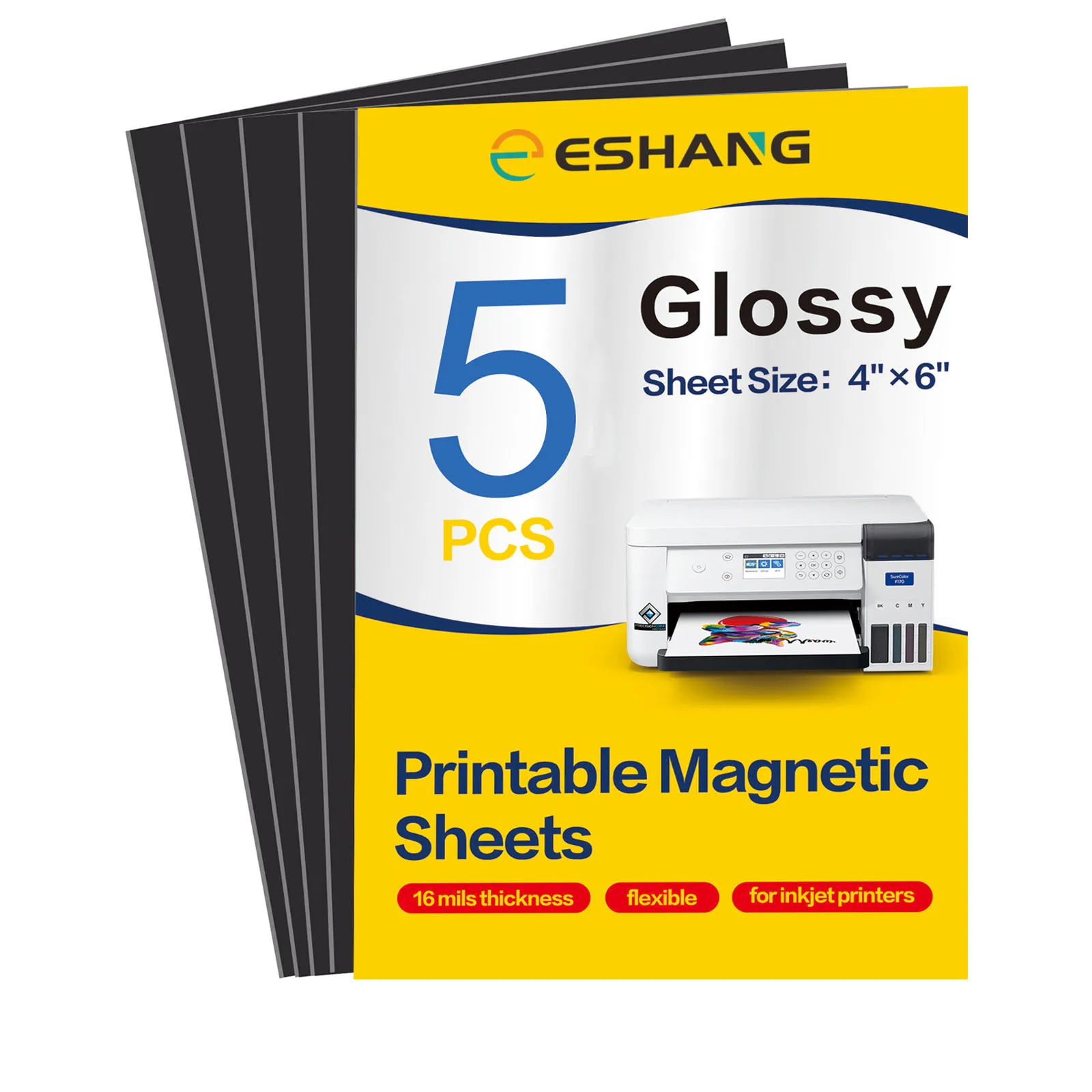 5 แผ่นพิมพ์แผ่นแม่เหล็ก Make ตู้เย็น Photo แม่เหล็ก Glossy พิมพ์กระดาษความหนา 13.5mil สําหรับเครื่องพิมพ์อิงค์เจ็ท 4x6