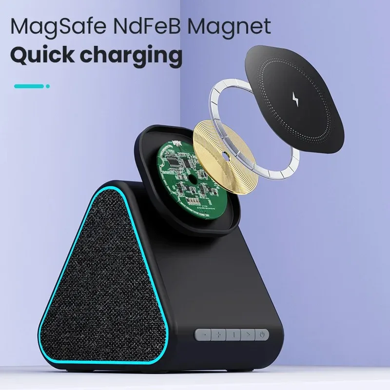 Adjustable phone holder bluetooth speakers Multi-function Portable wireless speakers bluetooth 2-in-1 MagSafe Wireless Charging