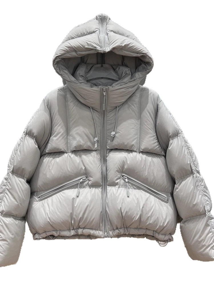 2025 جديد أسفل سترة المرأة الشتاء نفخة الثلوج الباردة مقاومة معطف قصير عصري سميكة الدافئة مقنعين الأبيض بطة البخاخ سترات #5