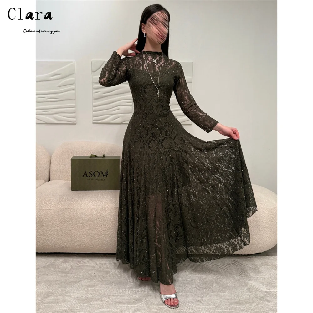 

Клара на заказ, кружевная вышивка, блестящие трапециевидные элегантные платья 2021, женские роскошные женские вечерние платья, бальное платье, вечерние платья для выпускного вечера