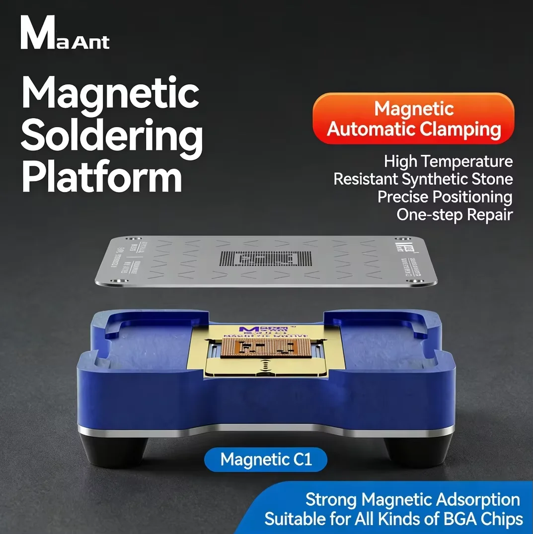 MAant C1 Magnet Tin Planting Platform For iPhone A8-A19 QUALCOMM HS EMMC Motherboard CPU BGA Welding Reballing Stencil Tools Set