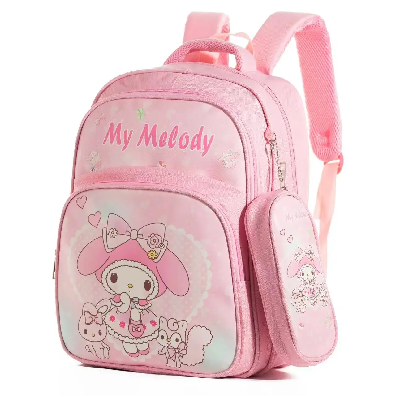 Sanrio cartoon hello kitty large capacity student negative breathable schoolbag shoulder bag kuromi backpack with pen bag