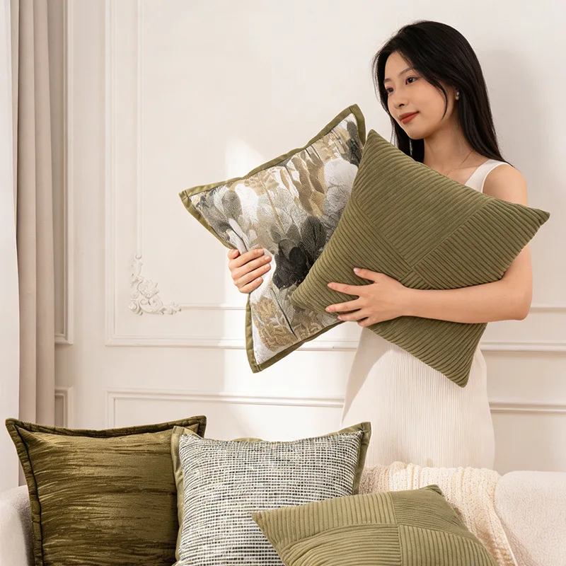 30X50/45X45CM Green Throw Pillow Cover Modern Homestay Stamping Waist Cushion Cover Decor Home Decorative Pillowcase