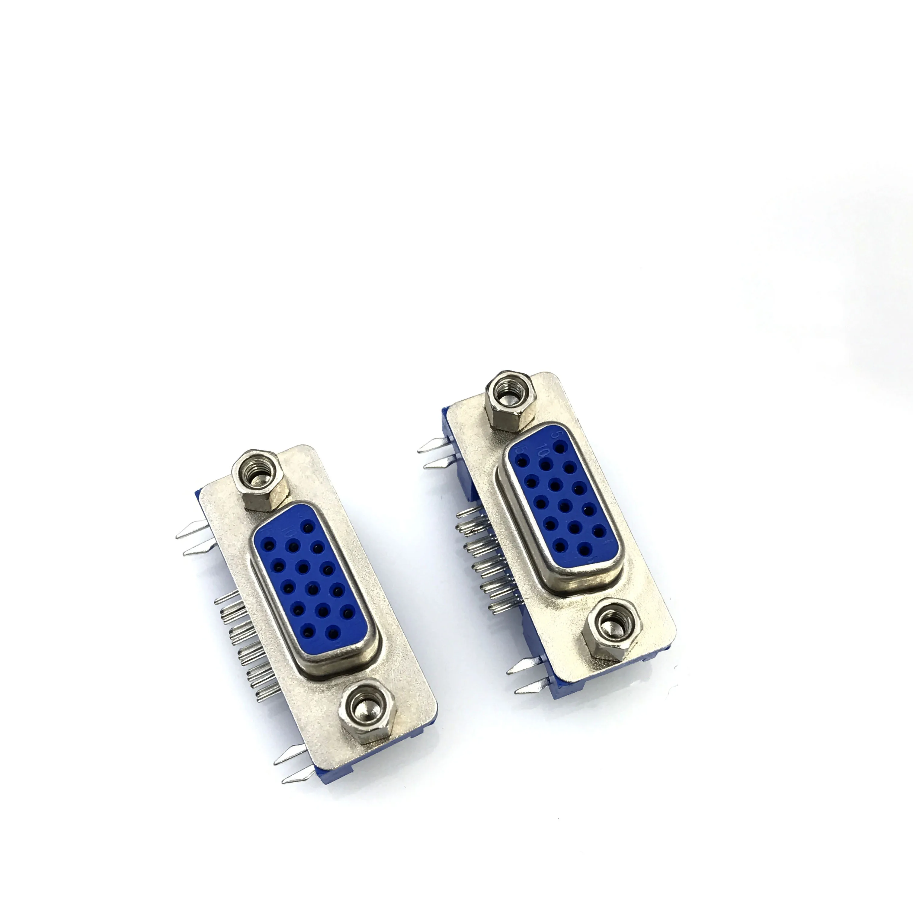 5Pcs/Lot Db15 Dr15 3Rows Blue Parallel Port 15 Pin D Sub Female 15 Way Pcb 90 Degree Connector Db15 Socket Plug Vga Adapter