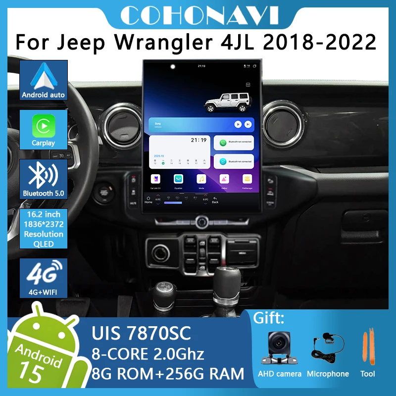 

16.2 Inch 7870 Android 15 Car Radio For Jeep Wrangler 4 JL 2018-2022 Carplay Android AUTO Upgrade GPS