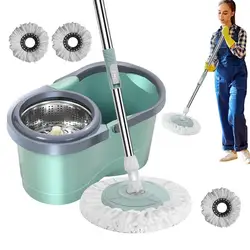 Spin Mop And Bucket Set Household Cleaning Automatic Spin Mop Labour-Saving Cleaning Mop With Wringer For Living Room Kitchen