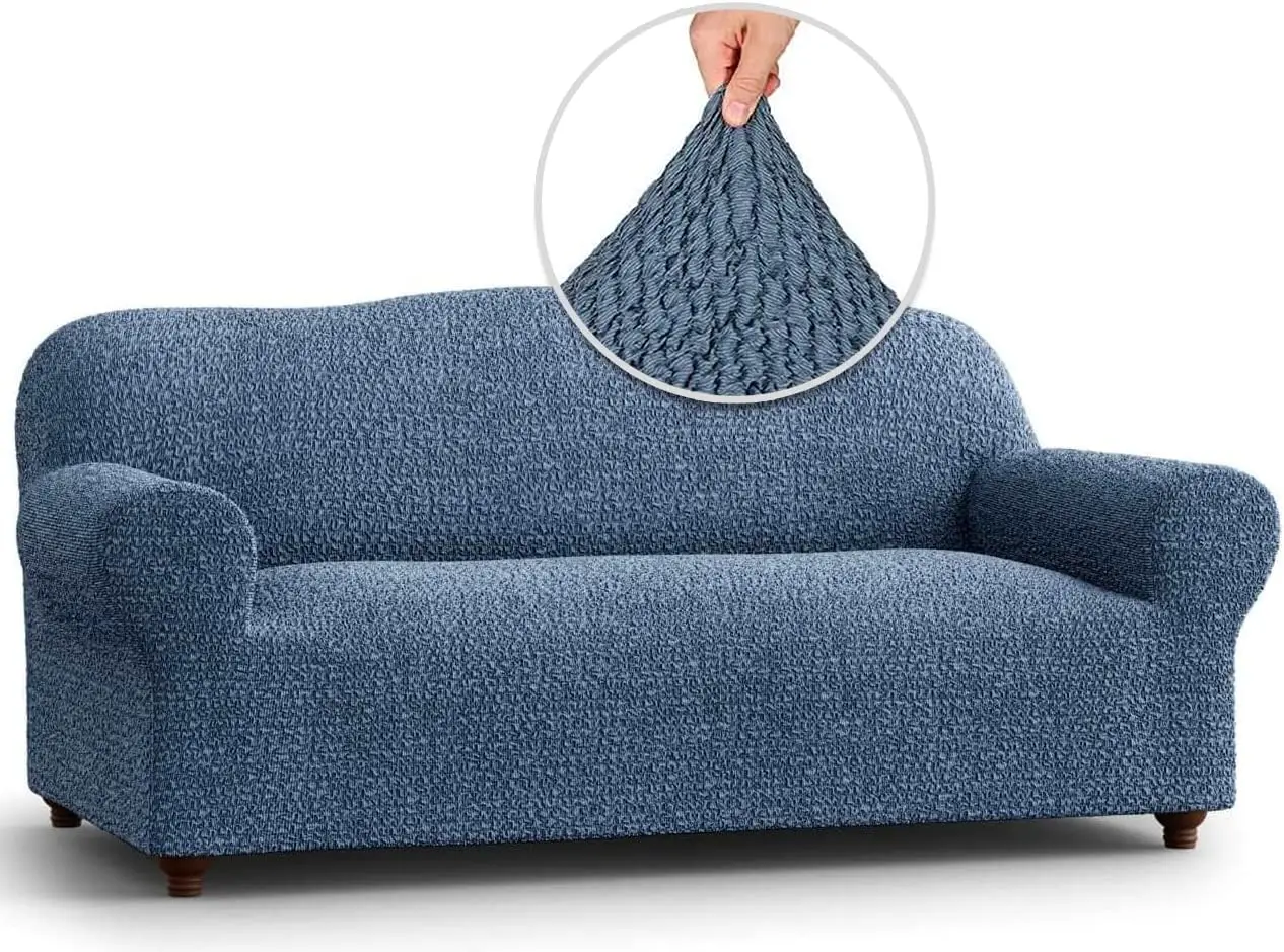 

Sofa Slipcover Stretch Couch Cover Soft Polyester Fabric 1-Piece Washable Protector for Pet Mille Righe Collection Blue